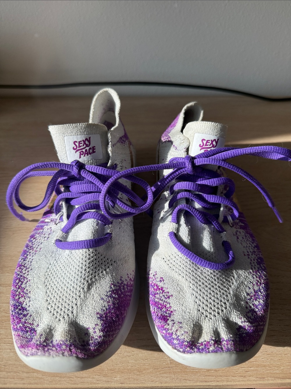 Nike iD Purple and White Knit Slip-On Sneakers, Size 6